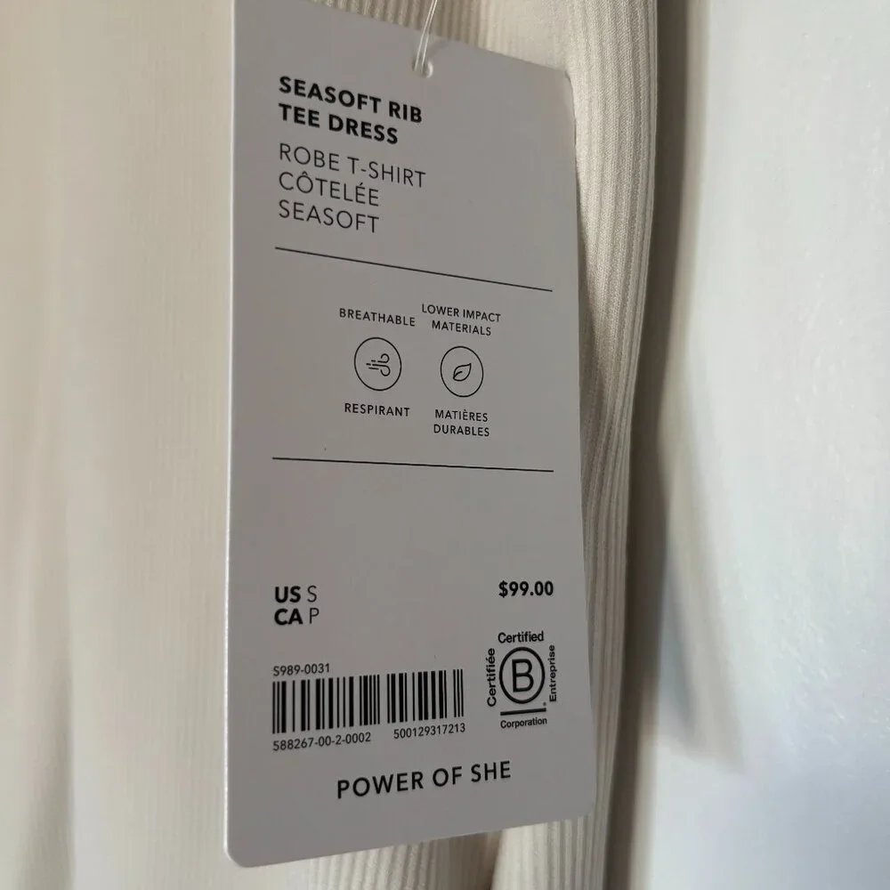 NWT Seasoft Rib Tee Dress- Bone- Size Small - Picture 5 of 8